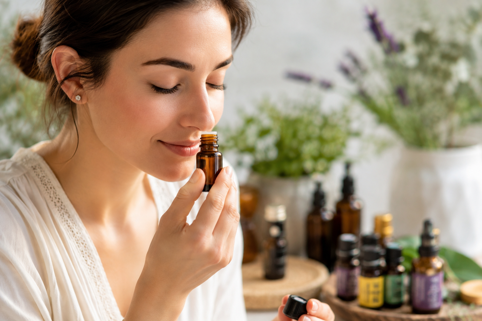 L'aromathérapie olfactive invite à l'apaisement de l'esprit et des émotions par les senteurs des huiles essentielles
