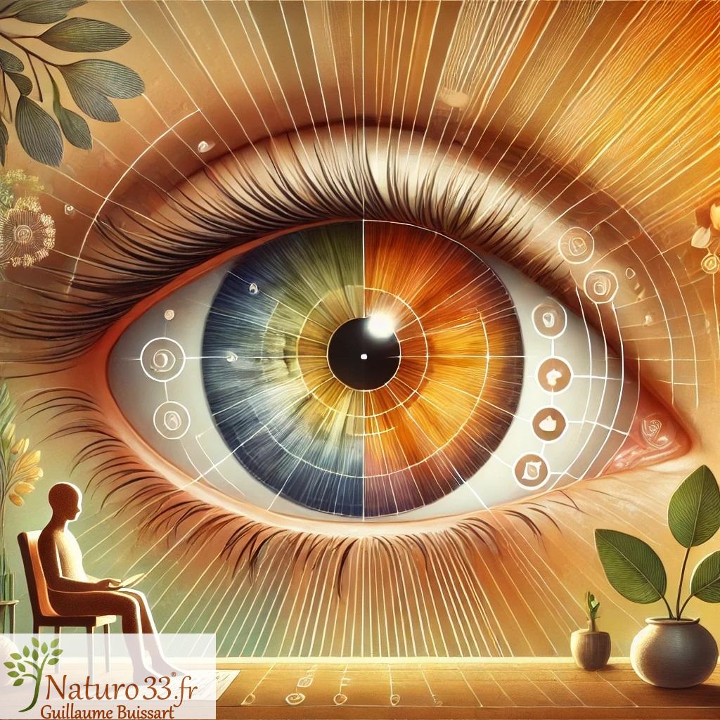Représentation d'un oeil lors d'un bilan iridologique dans le cabinet d'un naturopathe